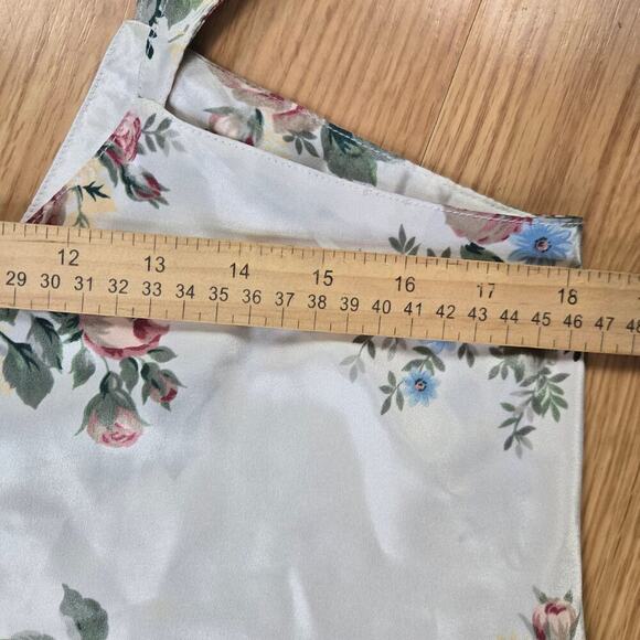 Vintage Kathryn Womens Floral Satin Cami Top Size L Coquette Cottage Boho Fairy - Picture 7 of 8